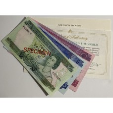 SOLOMON ISLANDS 1979 . TWO 2 - TEN 10 DOLLARS BANKNOTES. SPECIMEN